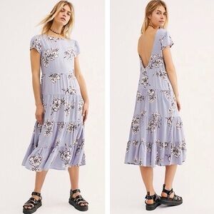 Free People Periwinkle Rita Tiered Midi Dress size small‎